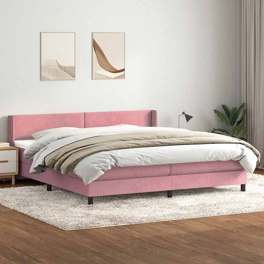 Cama com molas/colchão rosa 180x220 cm veludo