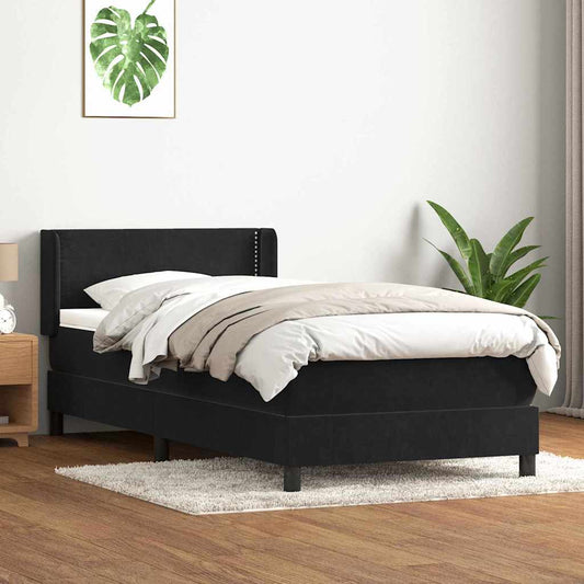 Cama box spring com colchão 90x210 cm veludo preto