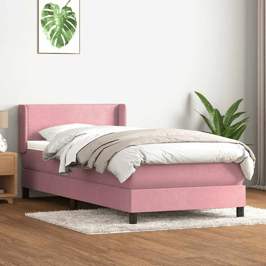 Cama com molas/colchão rosa 90x220 cm veludo