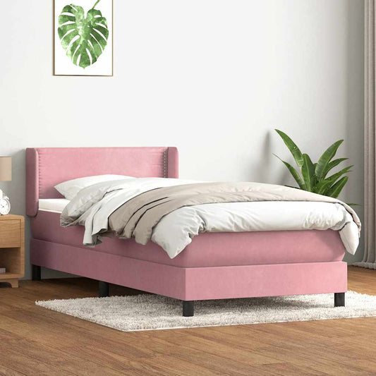 Cama com molas/colchão 100x220 cm veludo Rosa