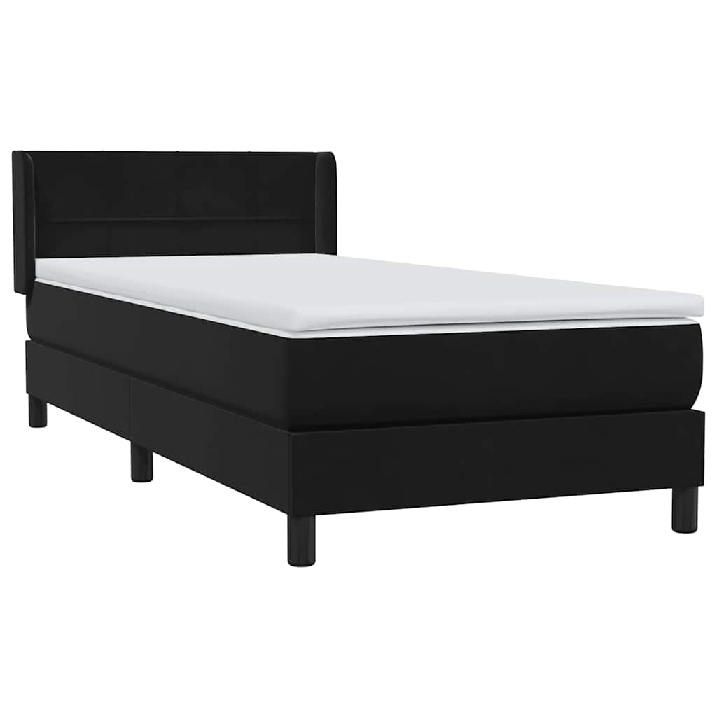 Cama box spring com colchão 90x210 cm veludo preto