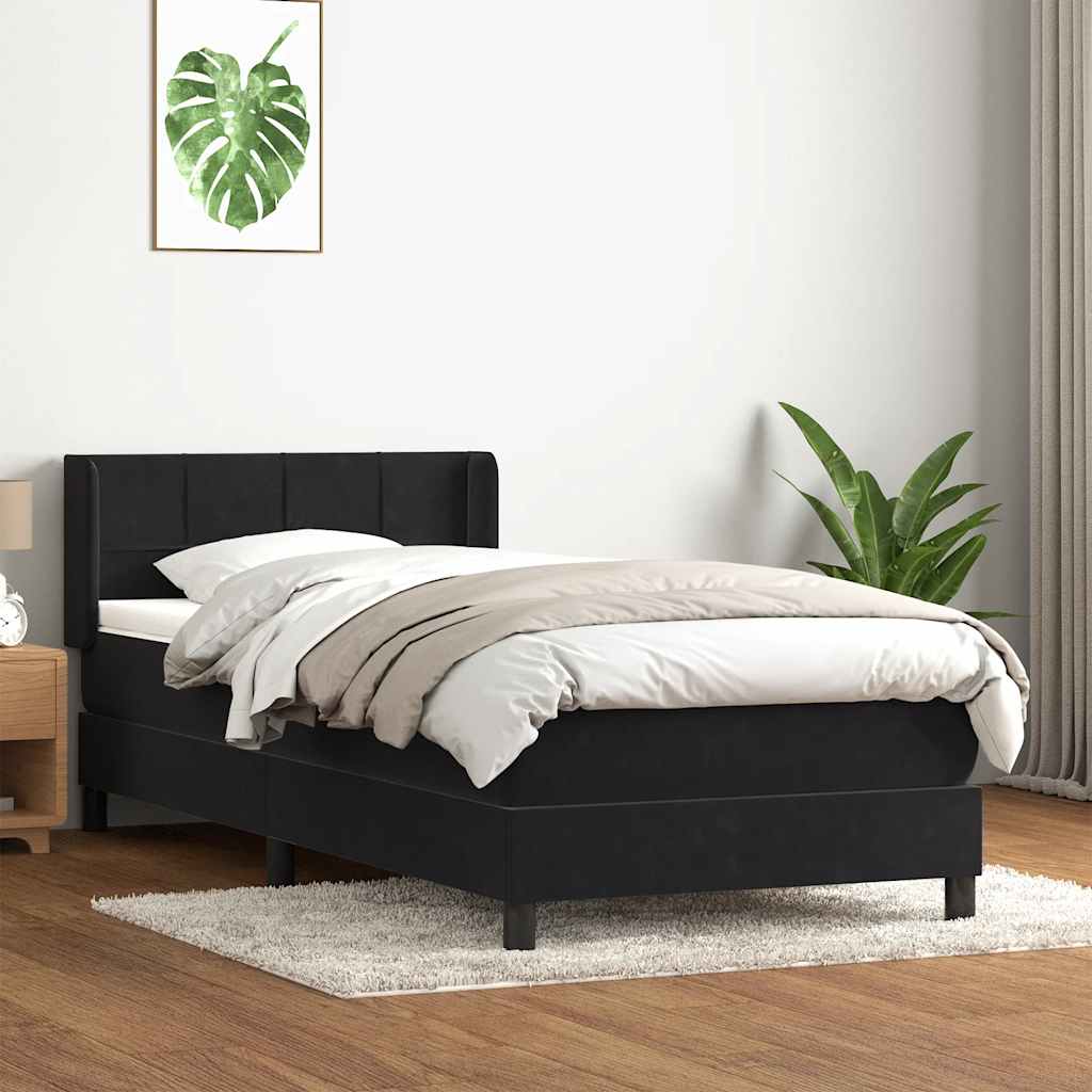 Cama box spring com colchão 90x210 cm veludo preto