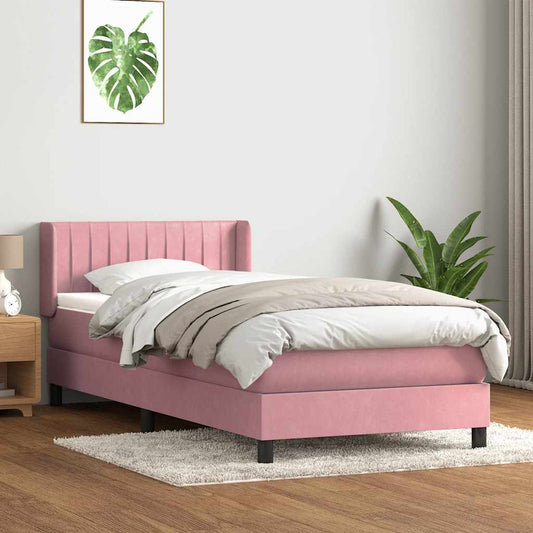 Cama com molas/colchão rosa 80x210 cm veludo