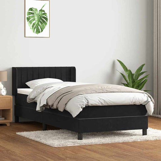 Cama com molas/colchão 80x220 cm veludo preto