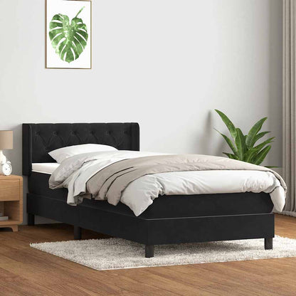 Cama com molas/colchão preto 80x210 cm veludo