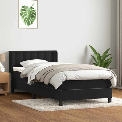 Cama com molas/colchão preto 80x210 cm veludo