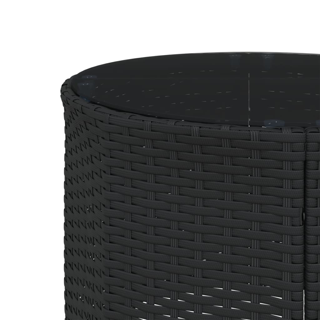 Sofá de jardim com mesa e almofadões semicircular vime PE preto