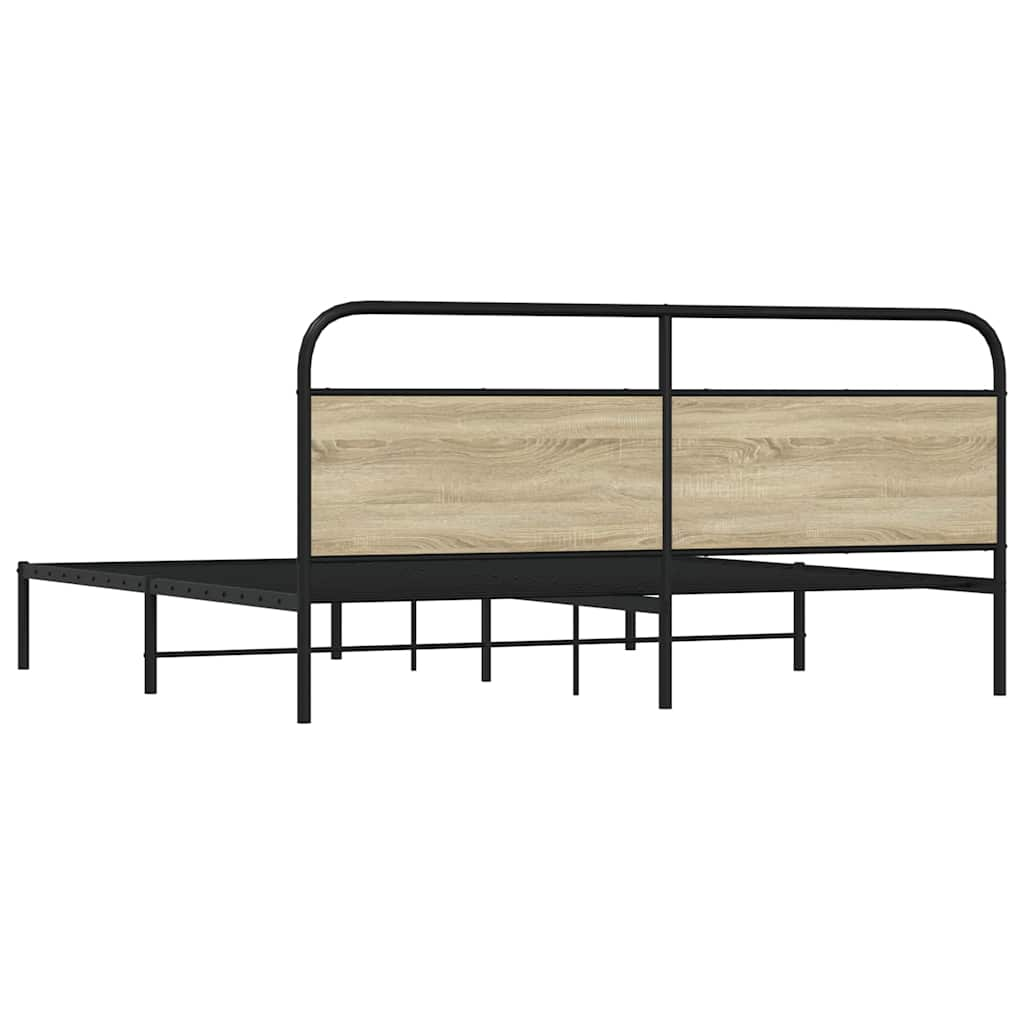 Estrutura de cama sem colchão 193x203cm metal carvalho sonoma