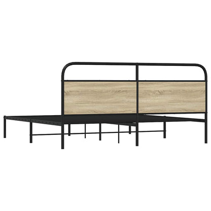 Estrutura de cama sem colchão 193x203cm metal carvalho sonoma