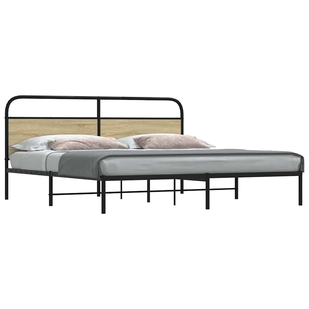 Estrutura de cama sem colchão 193x203cm metal carvalho sonoma