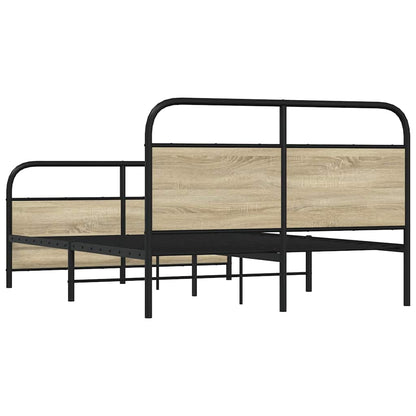 Estrutura de cama sem colchão 140x190 cm metal carvalho sonoma