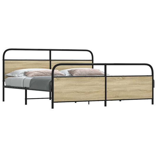 Estrutura de cama sem colchão 193x203cm metal carvalho sonoma