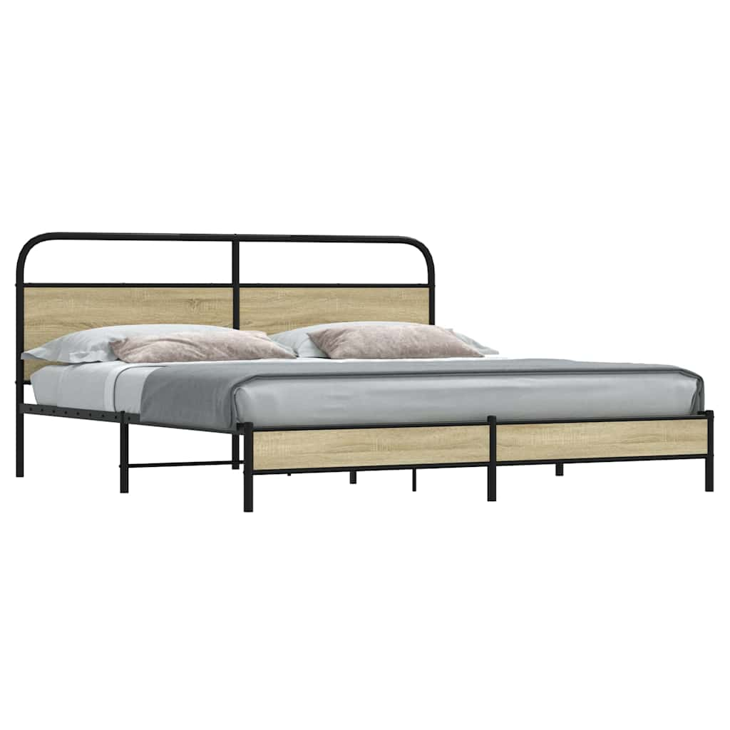 Estrutura de cama sem colchão 183x213cm metal carvalho sonoma