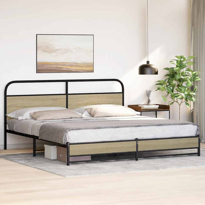 Estrutura de cama sem colchão 193x203cm metal carvalho sonoma