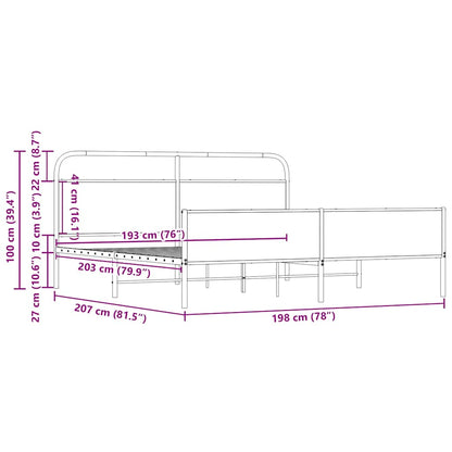 Estrutura de cama sem colchão 193x203cm metal carvalho sonoma