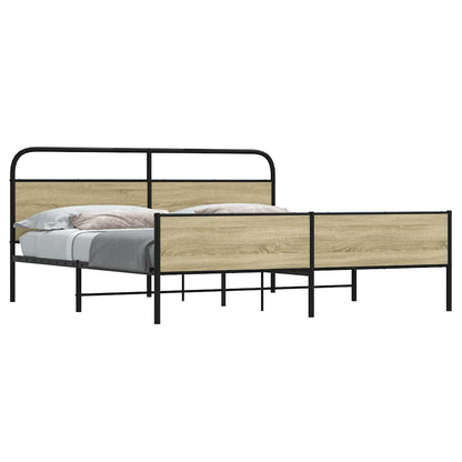 Estrutura de cama sem colchão 193x203cm metal carvalho sonoma