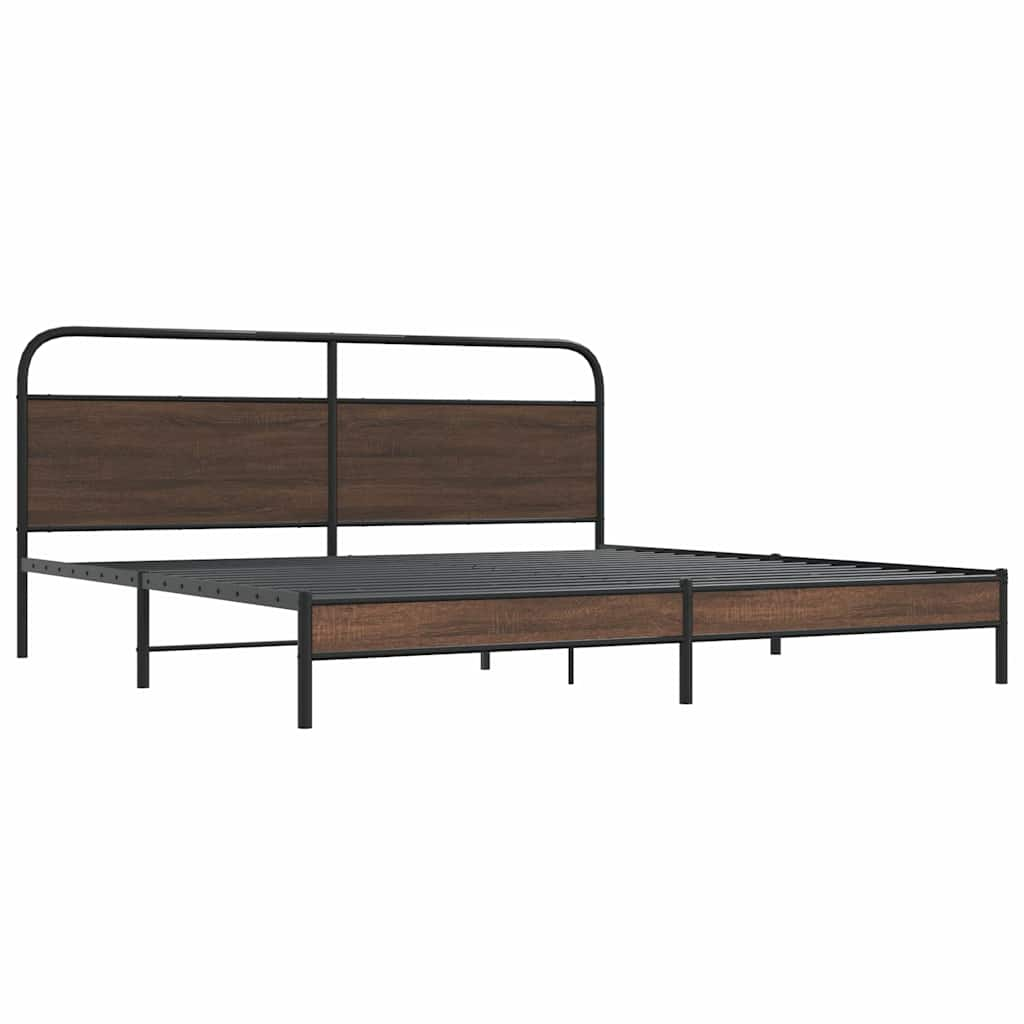 Estrutura cama sem colchão 183x213 cm metal carvalho castanho