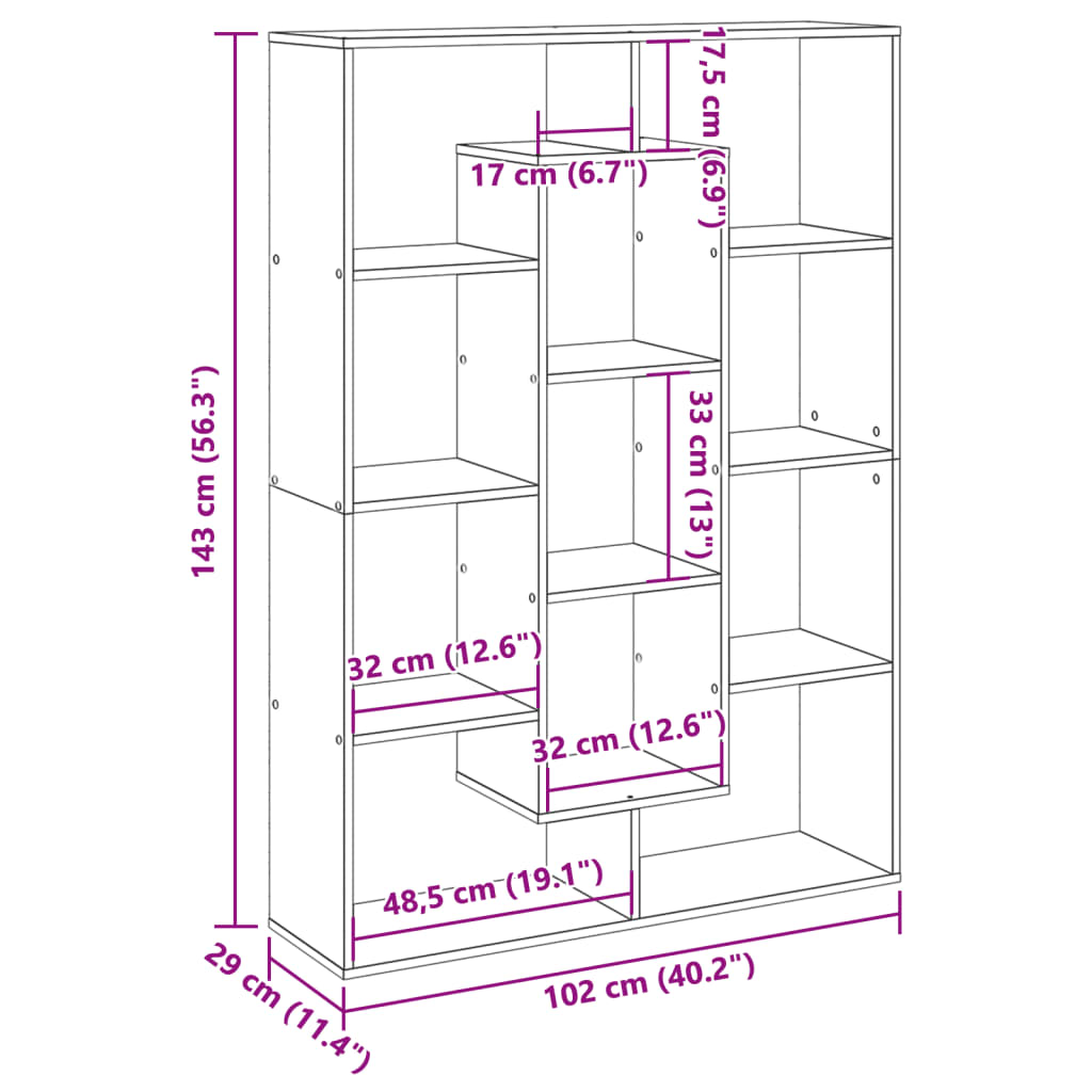 Estante 102x29x143 cm contraplacado branco