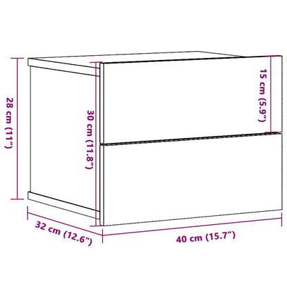 Mesas de cabeceira de parede 2 pcs 40x32x30cm cor madeira velha