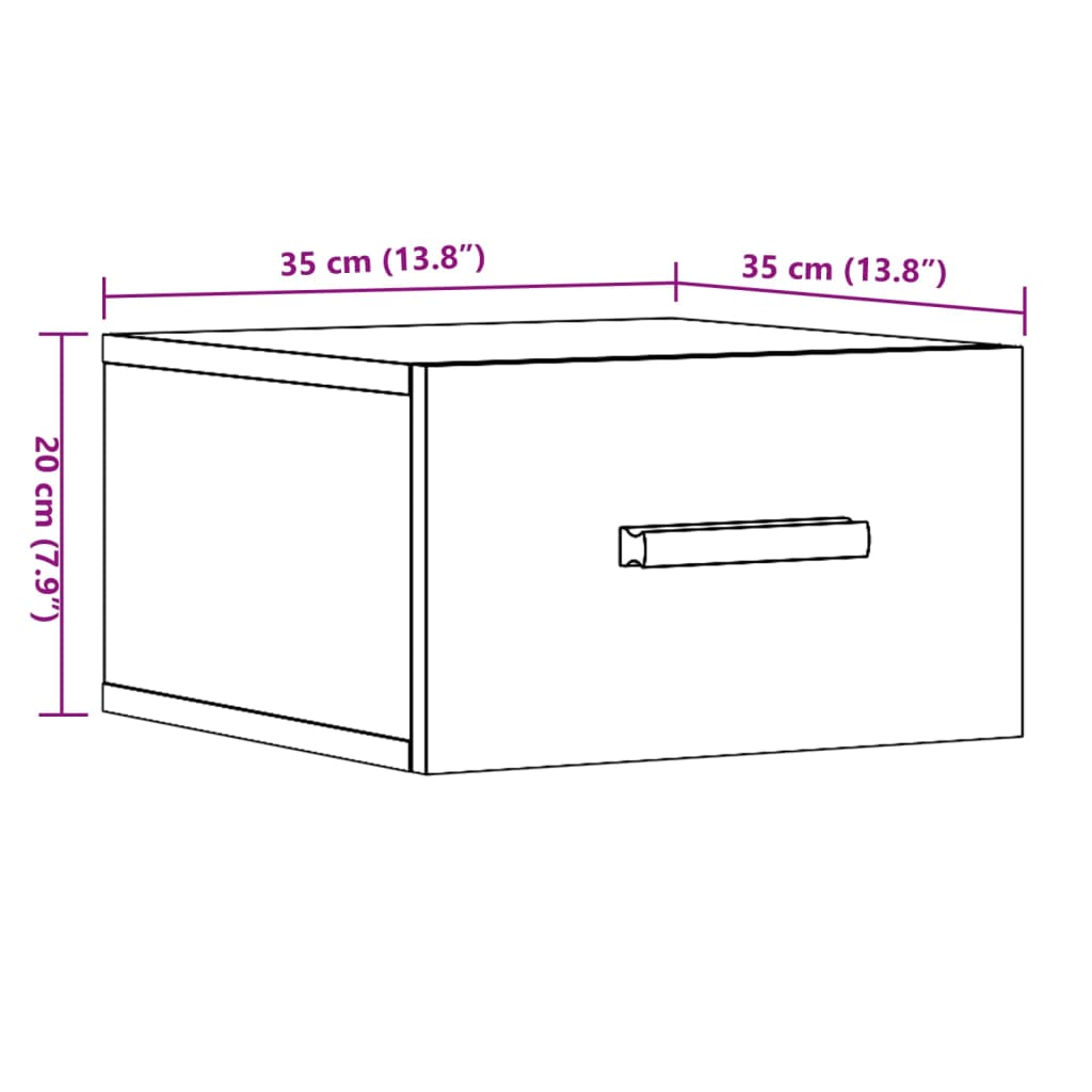 Mesas de cabeceira de parede 2 pcs 35x35x20cm cor madeira velha