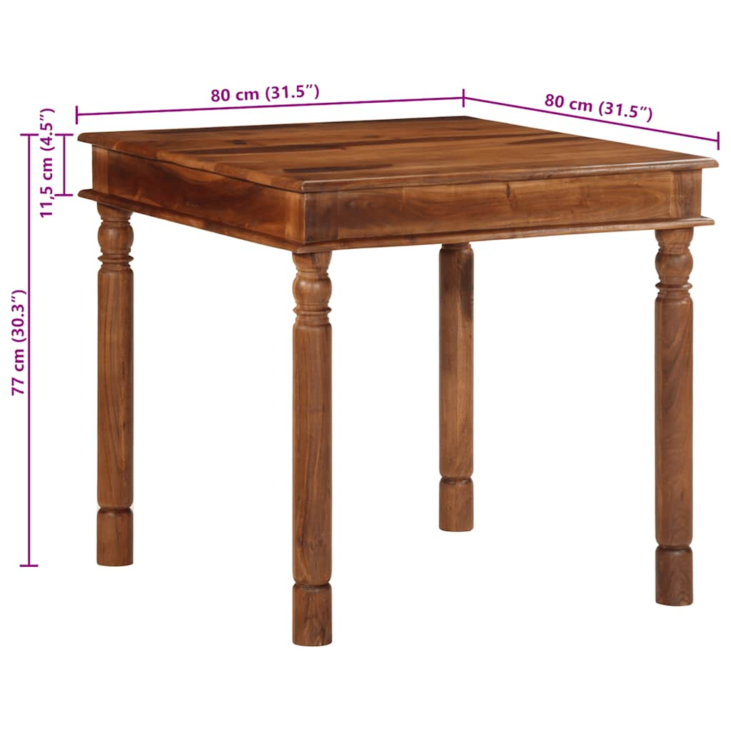 Mesa de jantar 80x80x77 cm madeira de acácia maciça