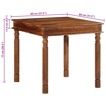 Mesa de jantar 80x80x77 cm madeira de acácia maciça