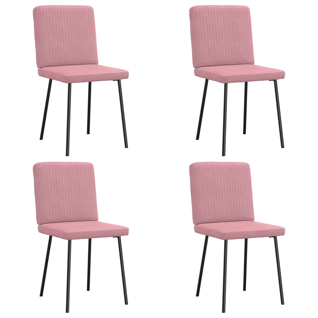 Cadeiras de jantar 4 pcs veludo rosa