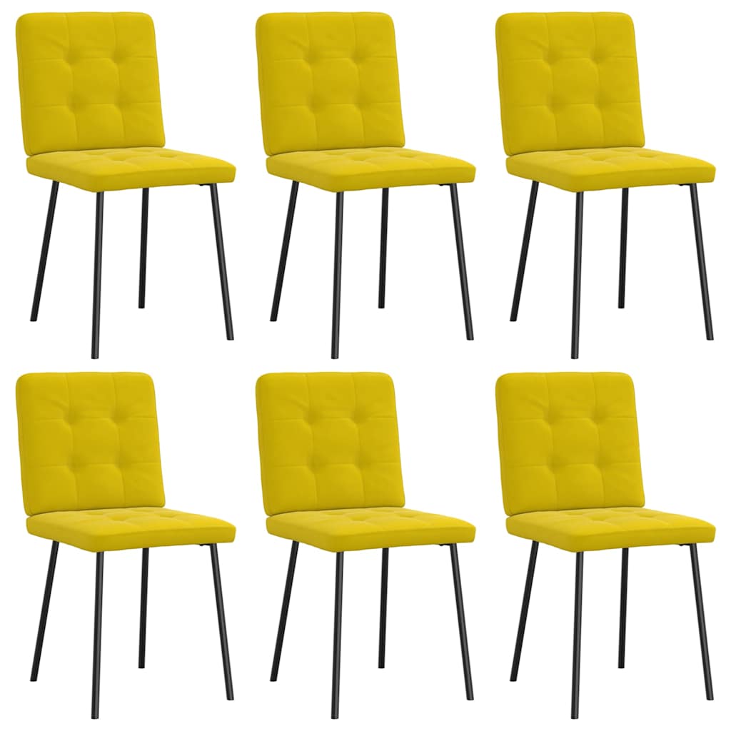 Cadeiras de jantar 6 pcs veludo amarelo