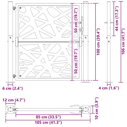 Portão de jardim 105x105 cm design de luz em aço preto