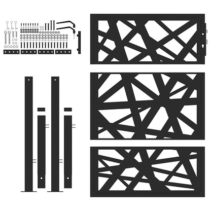 Portão de jardim 105x130 cm preto com luz em aço