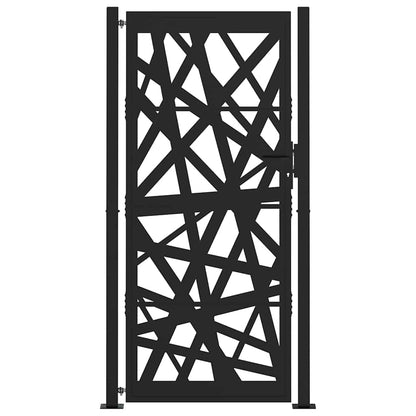 Portão de jardim 105x205 cm preto com luz em aço