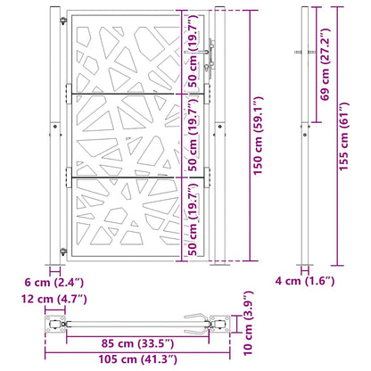 Portão de jardim 105x155 cm design de luz em aço resistente