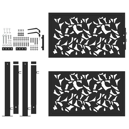 Portão de jardim 105x105 cm design em folha de aço preto