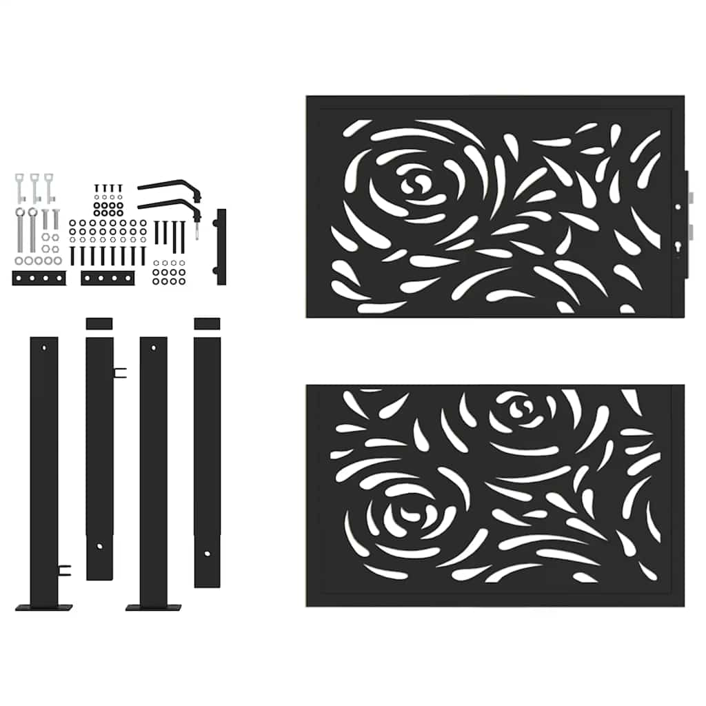 Portão de jardim 105x105 cm design de chama de aço preto