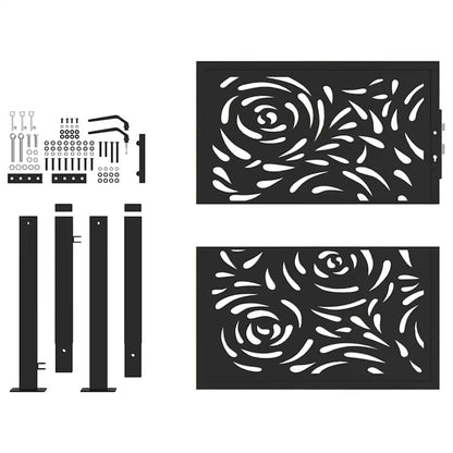 Portão de jardim 105x105 cm design de chama de aço preto