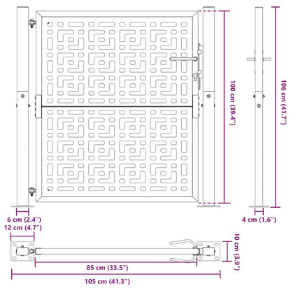 Portão de jardim 105x105 cm design cruzado de aço preto