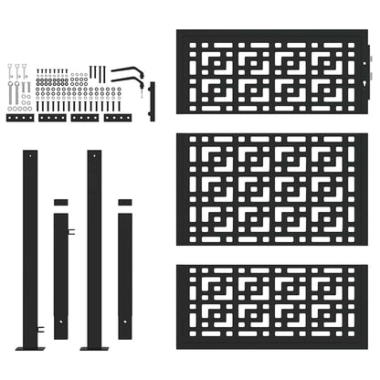 Portão de jardim 105x130 cm preto design cruzado de aço