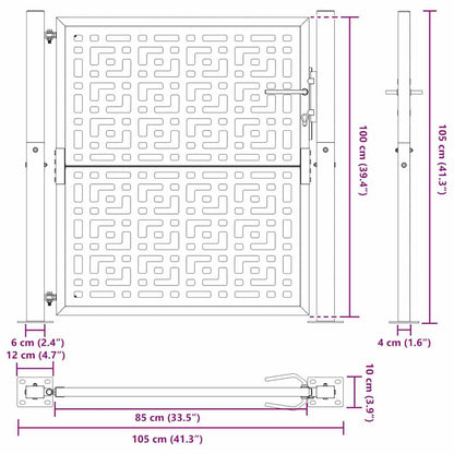 Portão de jardim 105x105 cm design cruzado de aço resistente