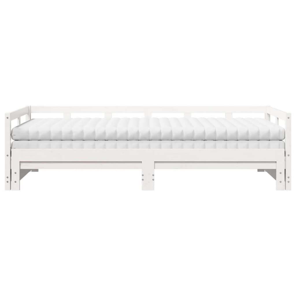 Sofá-cama c/ gavetão e colchões 80x200 cm pinho maciço branco