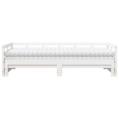 Sofá-cama c/ gavetão e colchões 80x200 cm pinho maciço branco