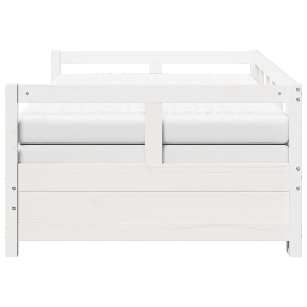 Sofá-cama c/ gavetão e colchões 80x200 cm pinho maciço branco