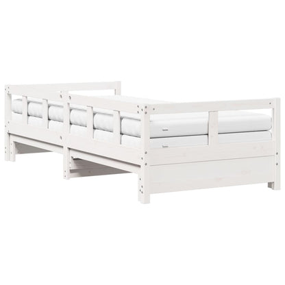 Sofá-cama c/ gavetão e colchões 80x200 cm pinho maciço branco