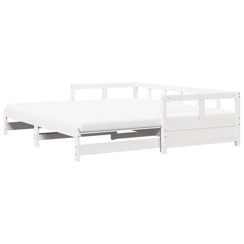 Sofá-cama c/ gavetão e colchões 80x200 cm pinho maciço branco