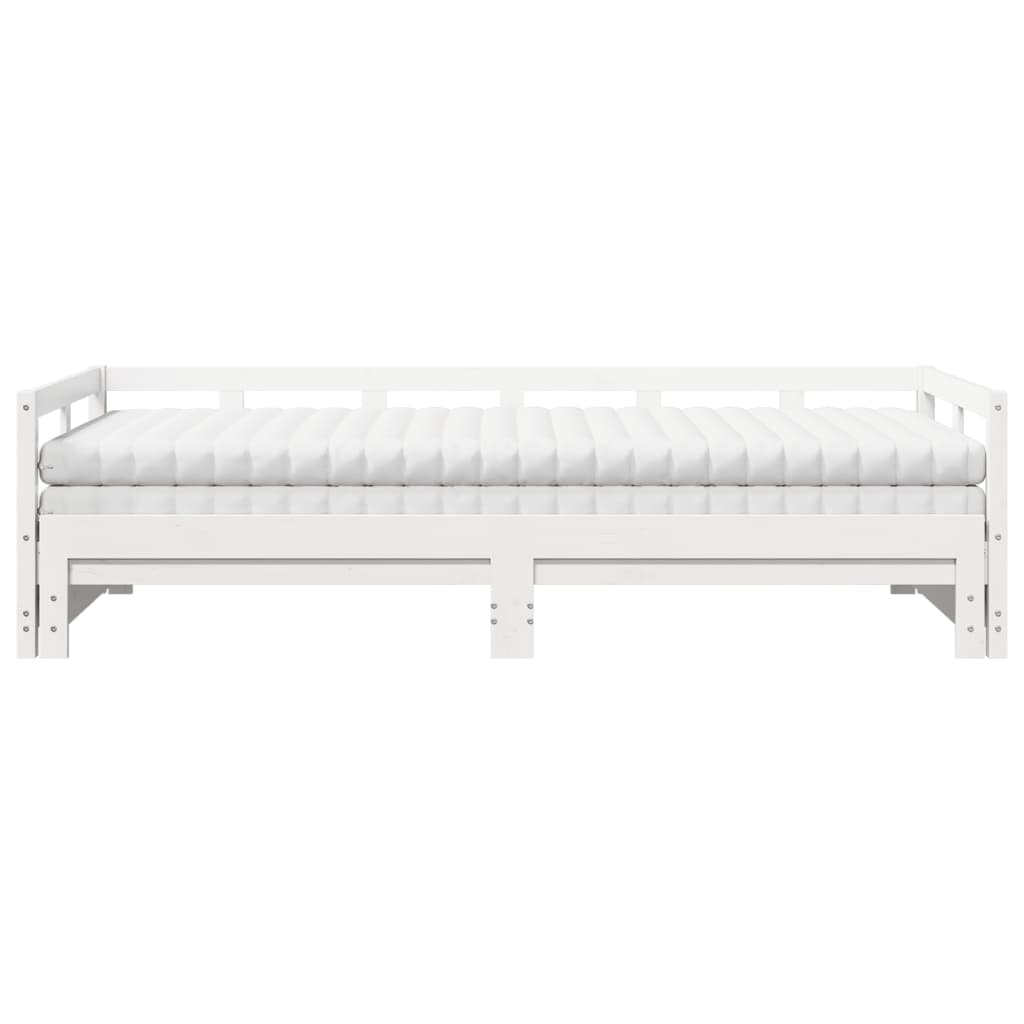 Sofá-cama c/ gavetão e colchões 90x190 cm pinho maciço branco