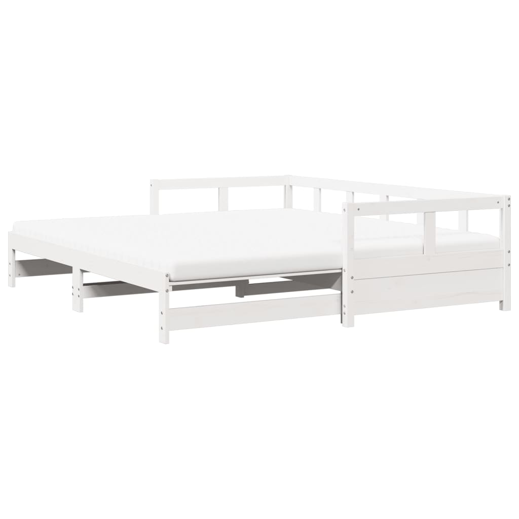 Sofá-cama c/ gavetão e colchões 90x190 cm pinho maciço branco