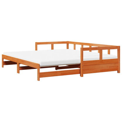 Sofá-cama com gavetão e colchões 90x190 cm pinho castanho-mel