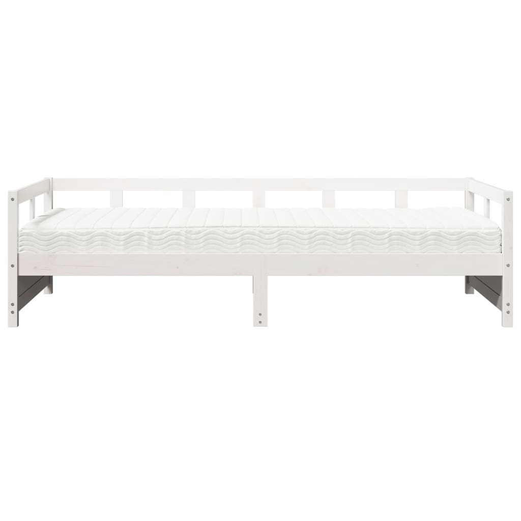 Sofá-cama com colchão 80x200 cm madeira de pinho maciça branco