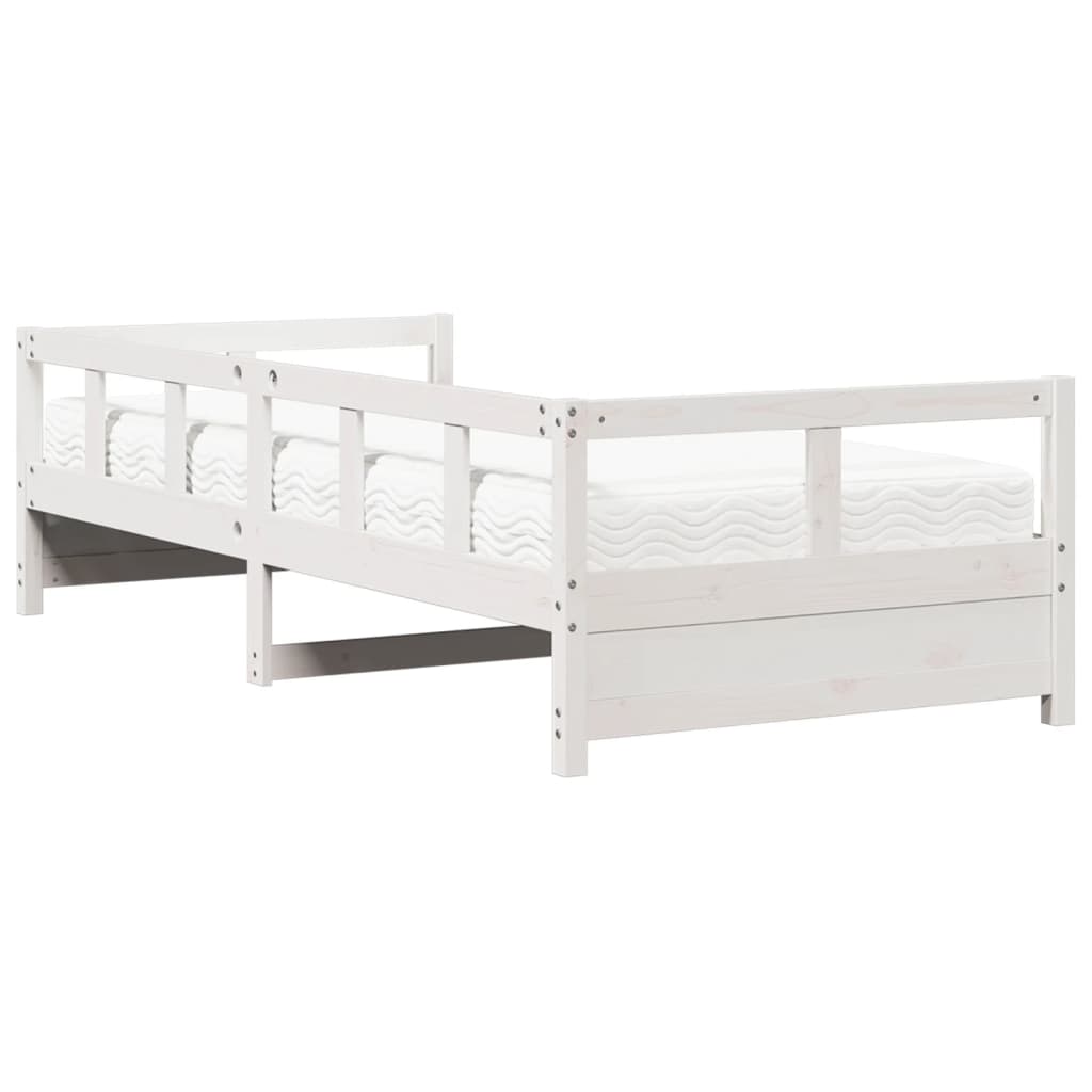 Sofá-cama com colchão 80x200 cm madeira de pinho maciça branco