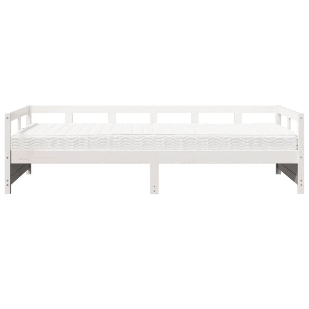 Sofá-cama com colchão 90x200 cm madeira de pinho maciça branco