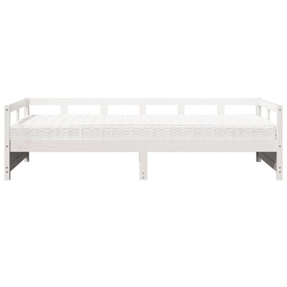 Sofá-cama com colchão 90x200 cm madeira de pinho maciça branco